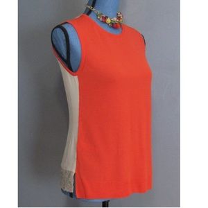 NWT Ann Taylor Sleeveless Blouse Orange Khaki Sz S